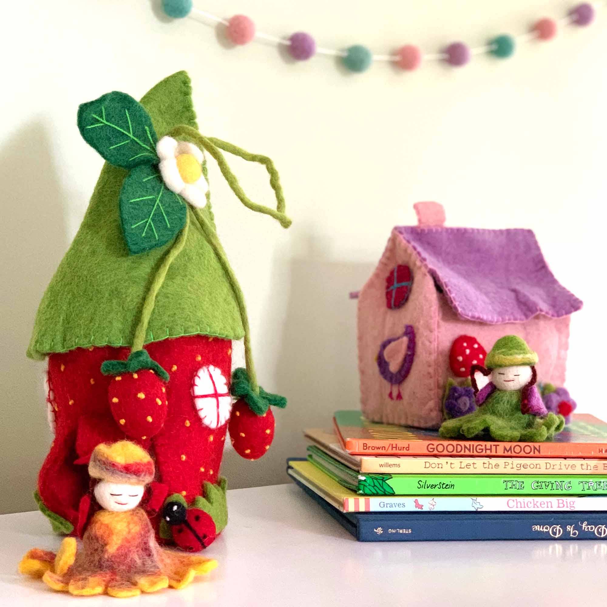 Strawberry Felt Fairy House