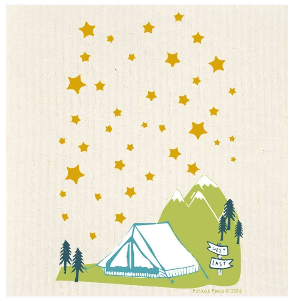 Tent Under Stars Swedish Dishcloth