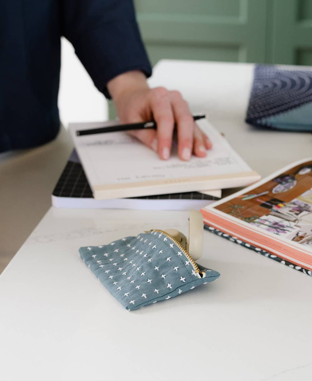 Slate Cross-Stitch Coin Purse