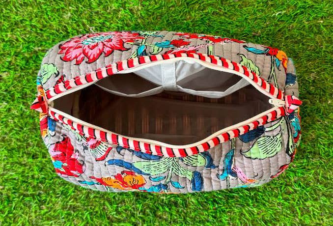 Small - Floral Printed Bag Quilted Cotton Bag