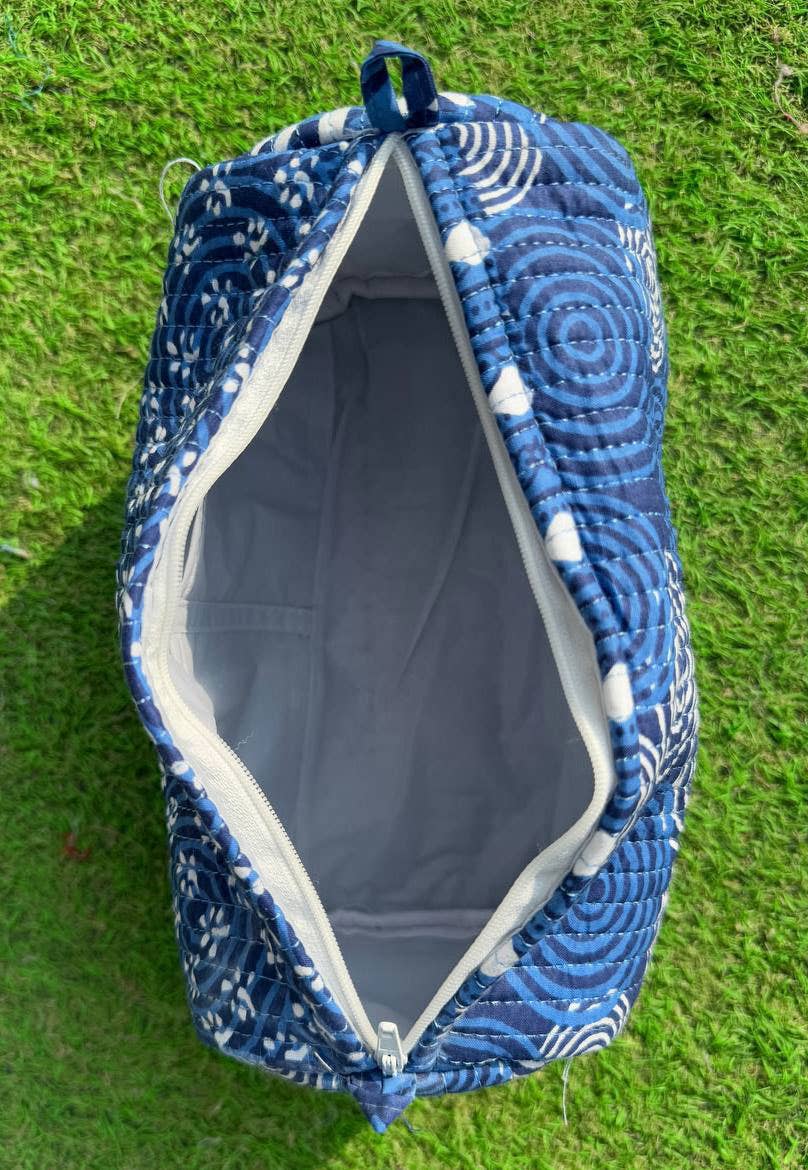 Small Blue Cotton Bag Floral Printed Bag