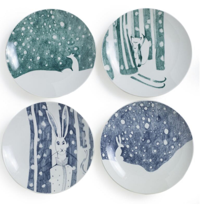 Forest plates set of 4