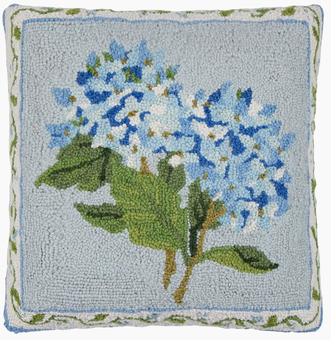 Blue Hydrangea Hook Pillow - Sally Eckman Roberts