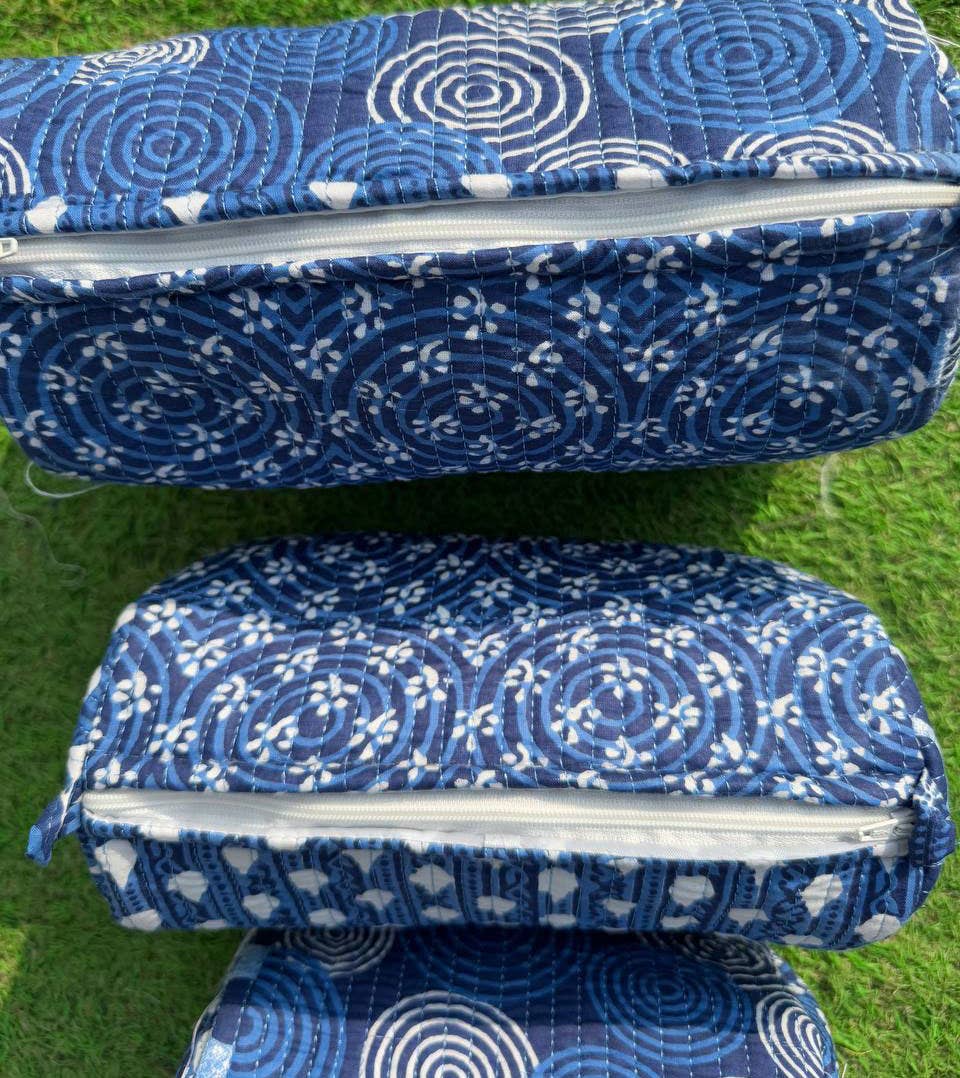 Small Blue Cotton Bag Floral Printed Bag