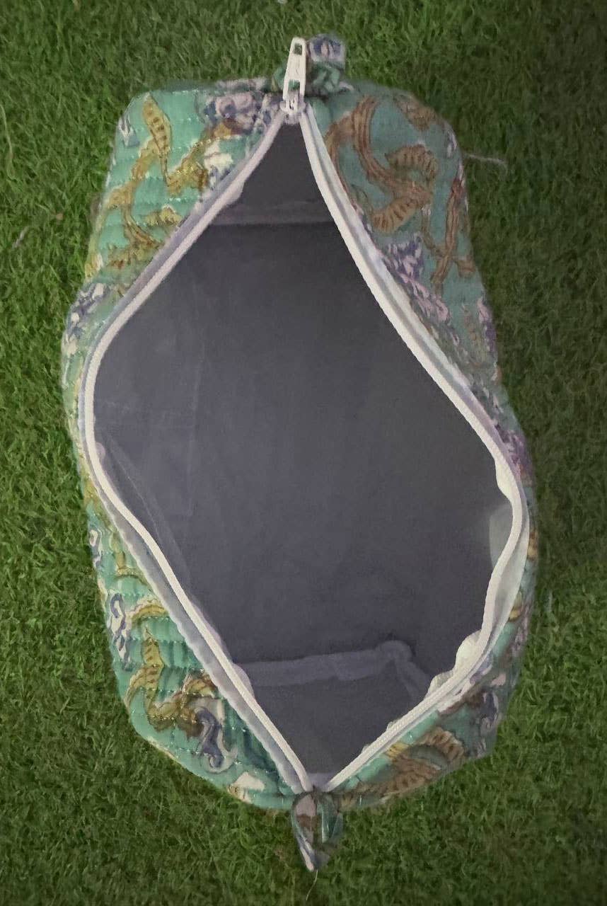 Small Colorful Pouch Block Printed Toiletry Bag