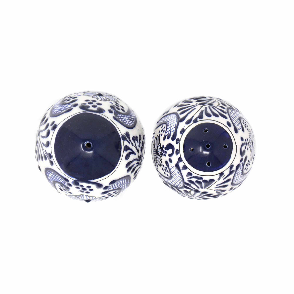 Pottery Salt & Pepper Shakers, Bl Flower