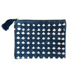 Navy White Block Print Durable Cotton Coin Purse for Women