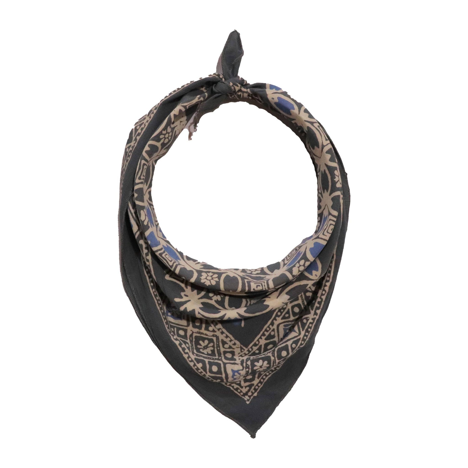 Batik Bandana – Charcoal Gray | Kawung Pattern