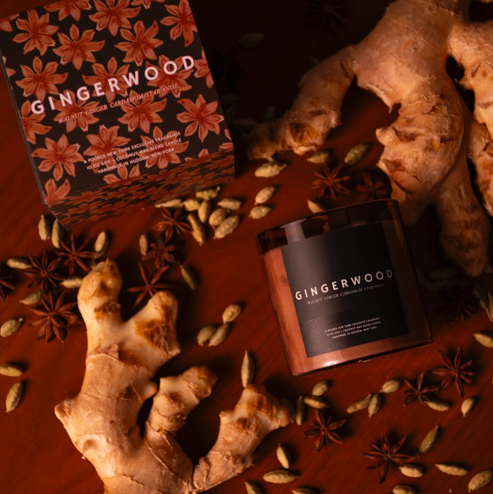 GINGERWOOD: 10 OZ Soy Wax Candle