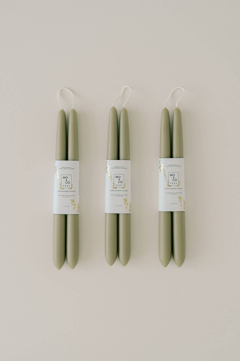 Bayberry | Dipped Beeswax Taper Candles – 10” | Pair