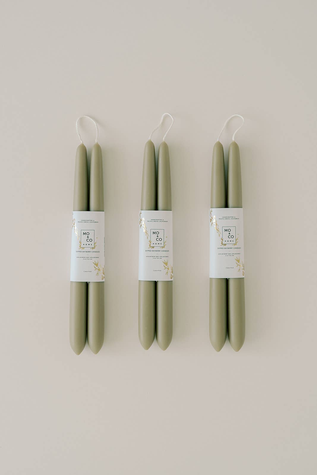 Bayberry | Dipped Beeswax Taper Candles – 10” | Pair