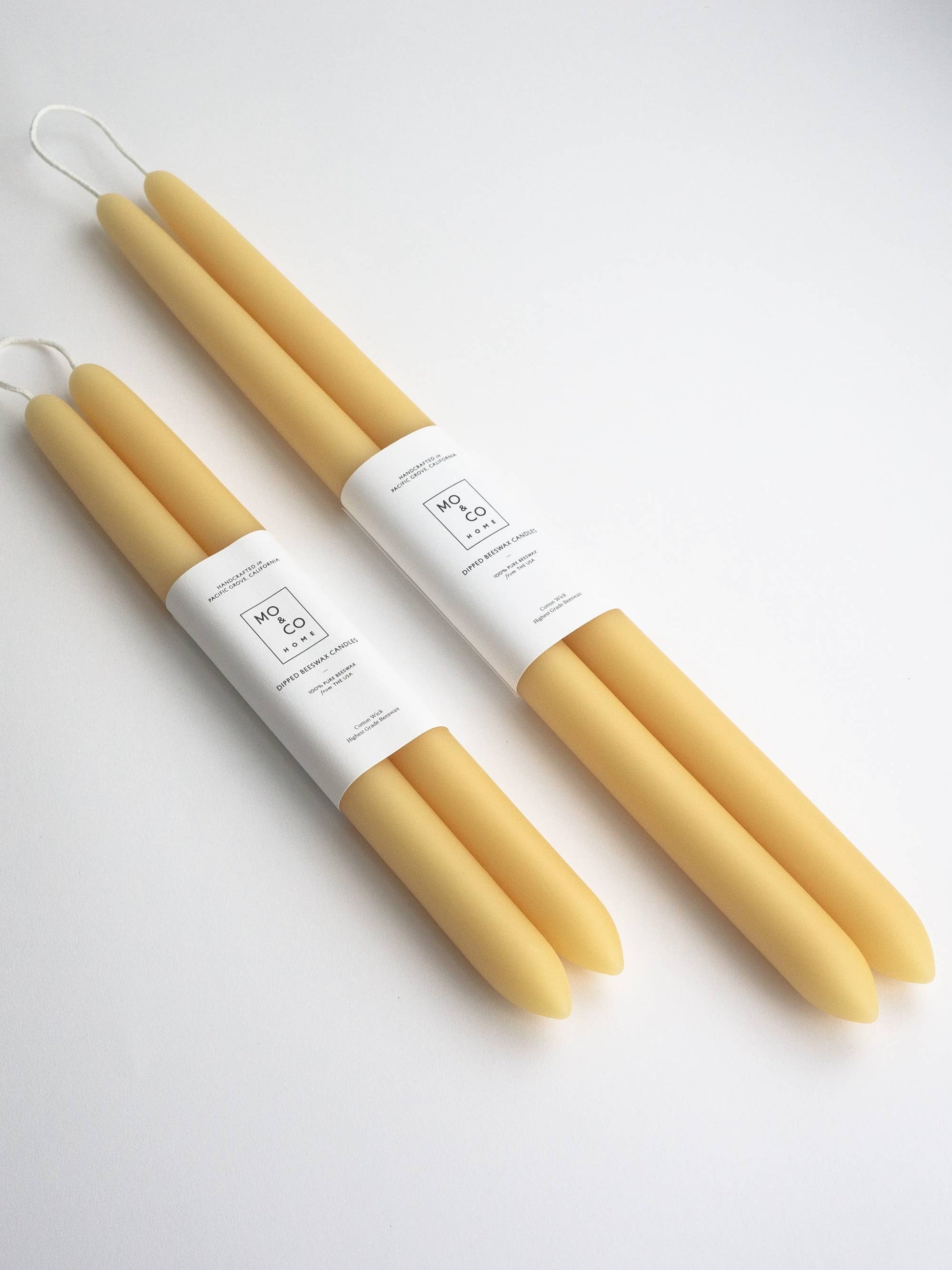 Natural Gold | Dipped Beeswax Taper Candles – 10” | Pair