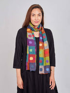 Polkadot Patch Felt/Silk Scarf SF52: Multi-Colored
