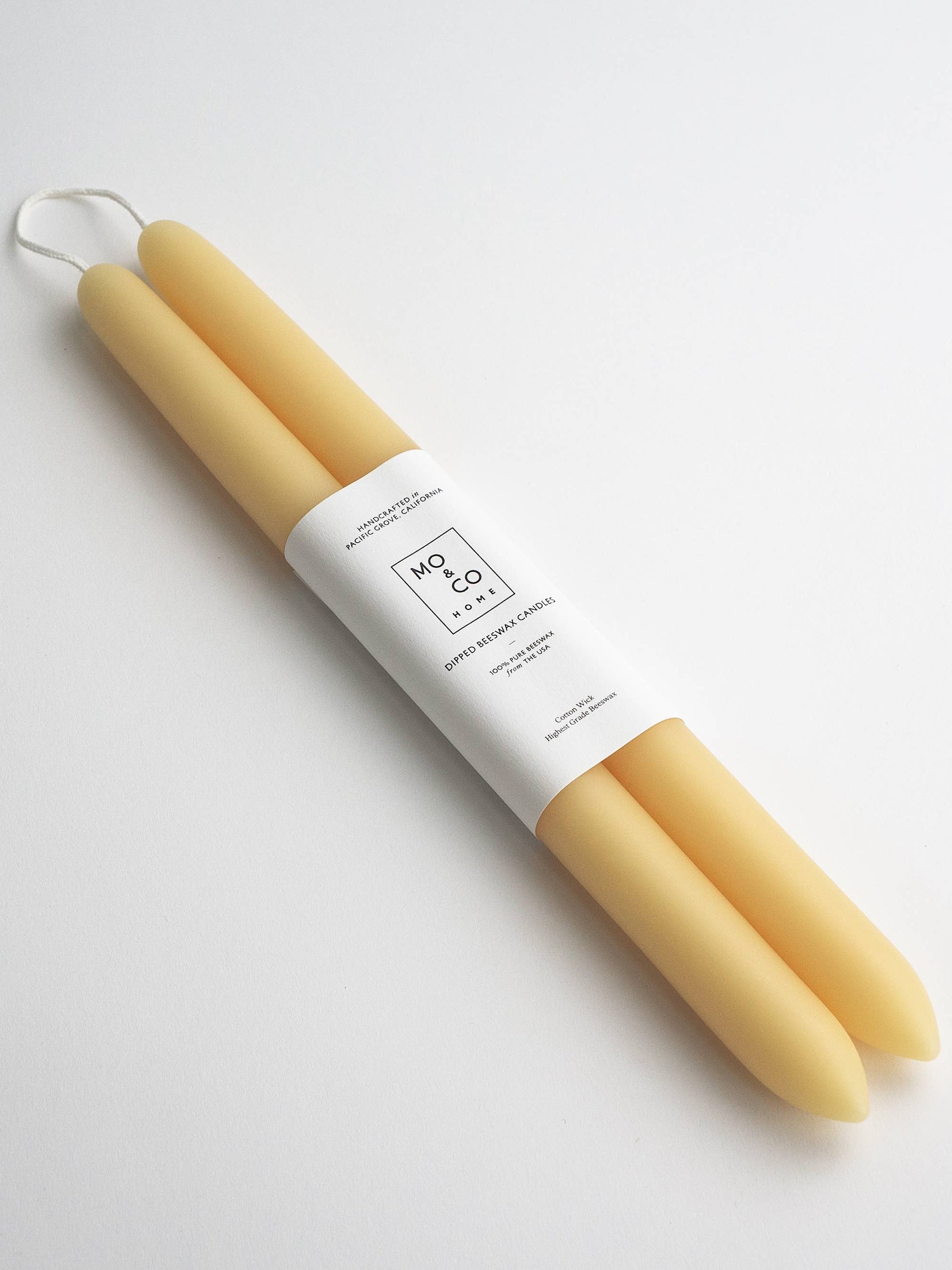 Natural Gold | Dipped Beeswax Taper Candles – 10” | Pair