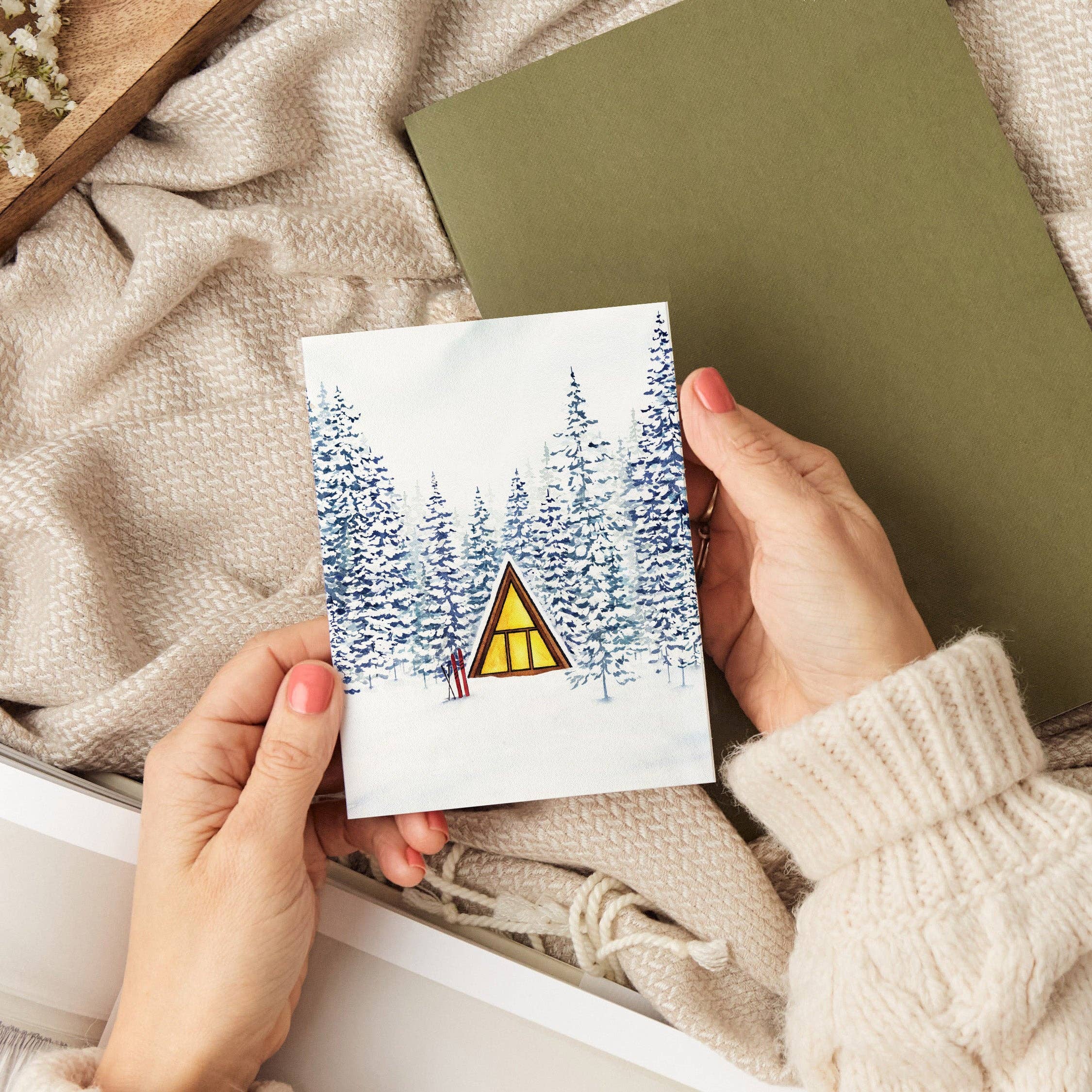 Snowy Cabin Greeting Card
