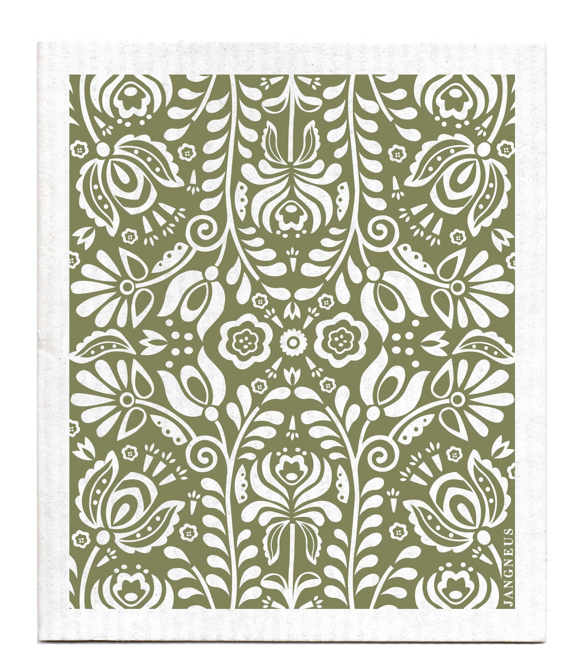 Swedish Dishcloth - Scandi Bloom - Olive Green: Green