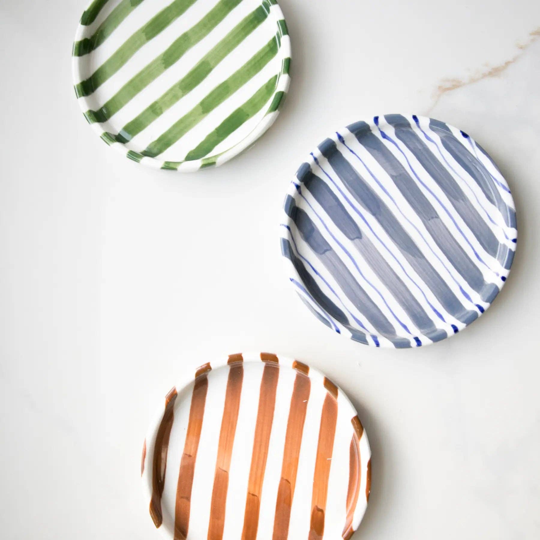 Brown Striped Ceramic Plate — 5 inch