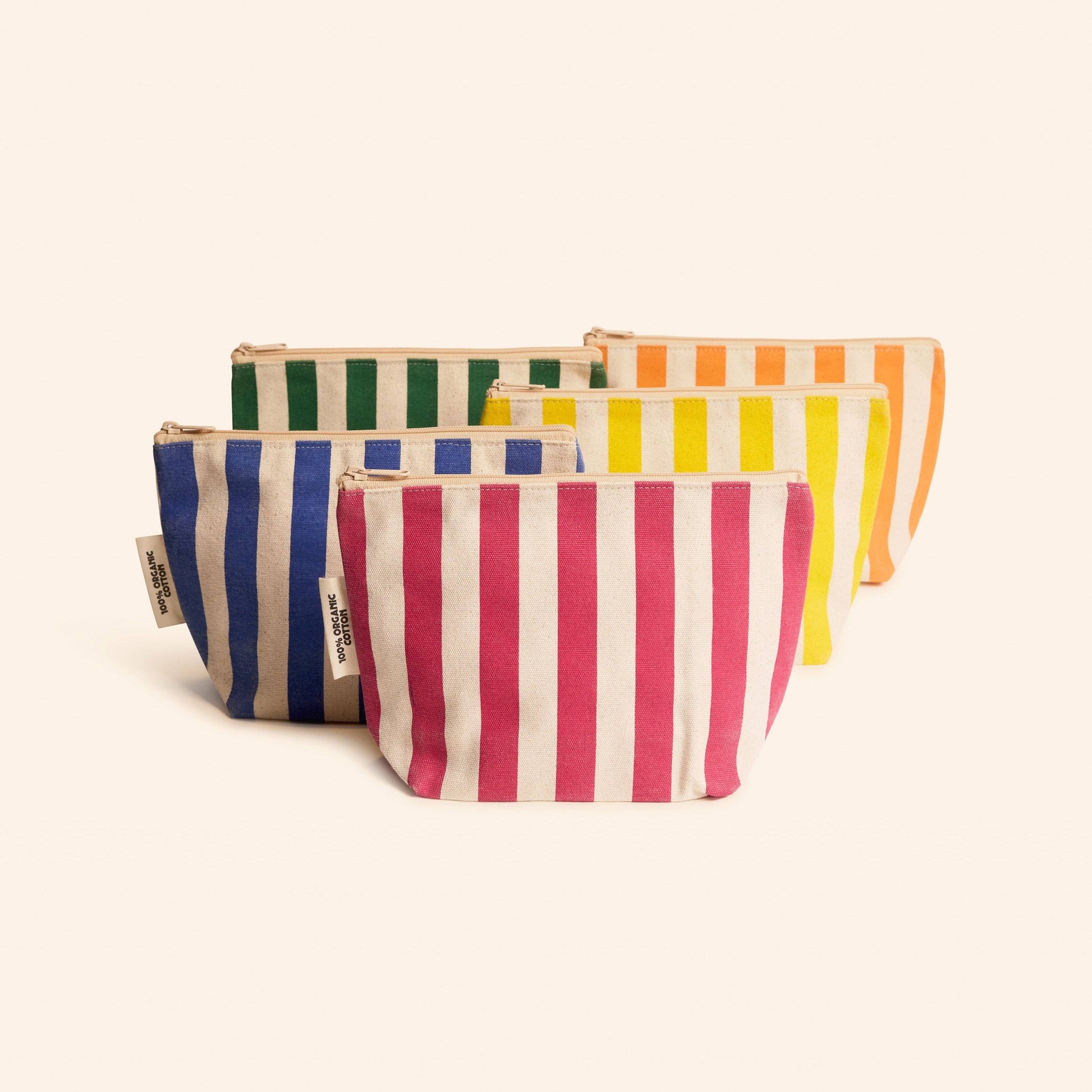Organic Cotton Zipper Bags - Pink