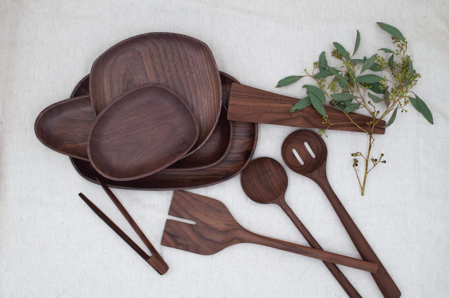 12’’ Walnut Wooden Round Spoon - Cooking & Baking Utensil
