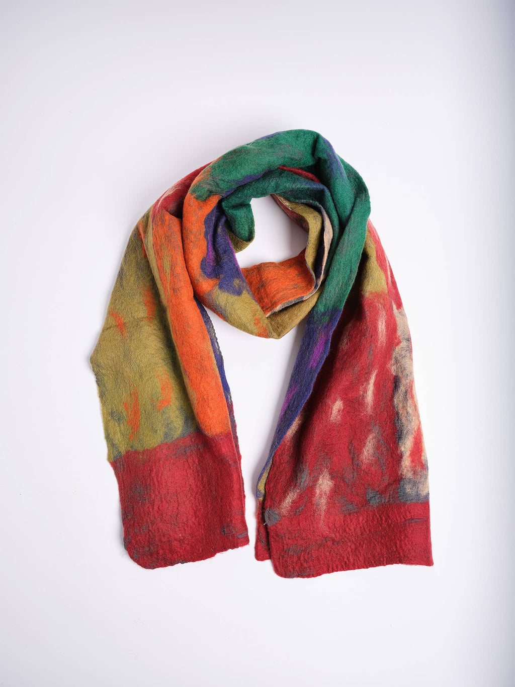 Impressionist felt-silk: Green scarf