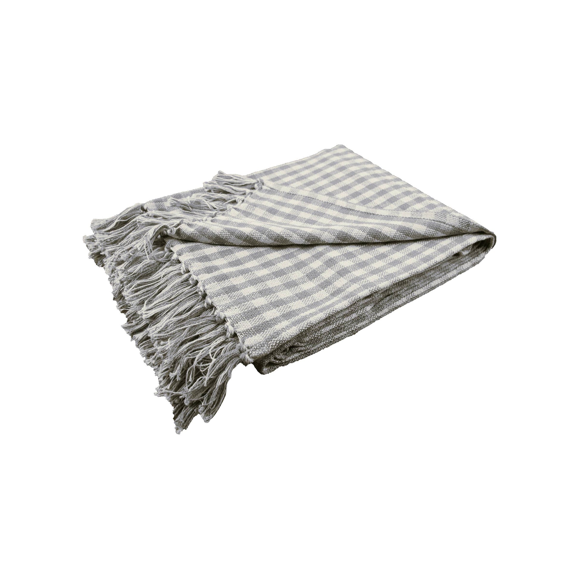 Gray & Natural Gingham Check Throw Blanket | 50" x 60"