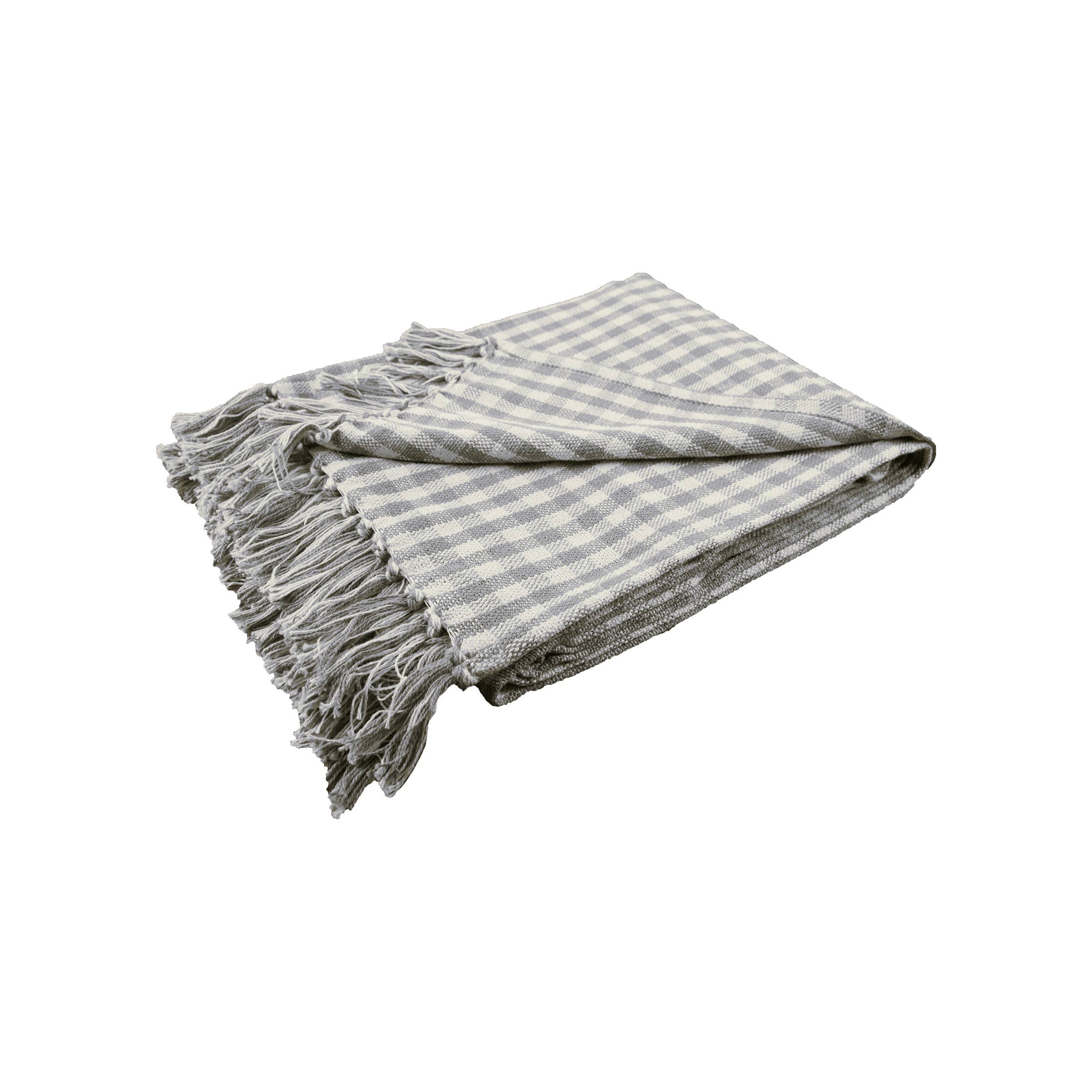 Gray/Natural Gingham Check 50" x 60" Throw Blanket