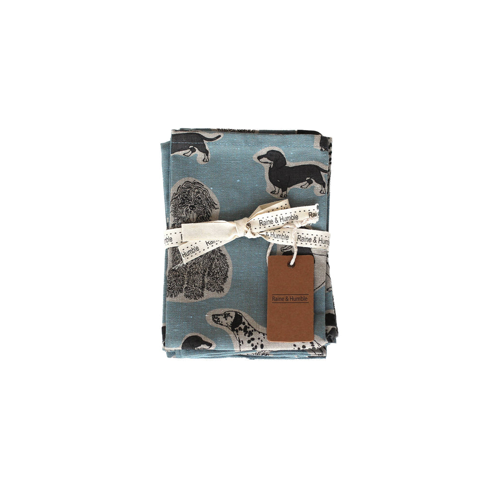 Napkins Set of 4 - Dog Print - Blue Haze
