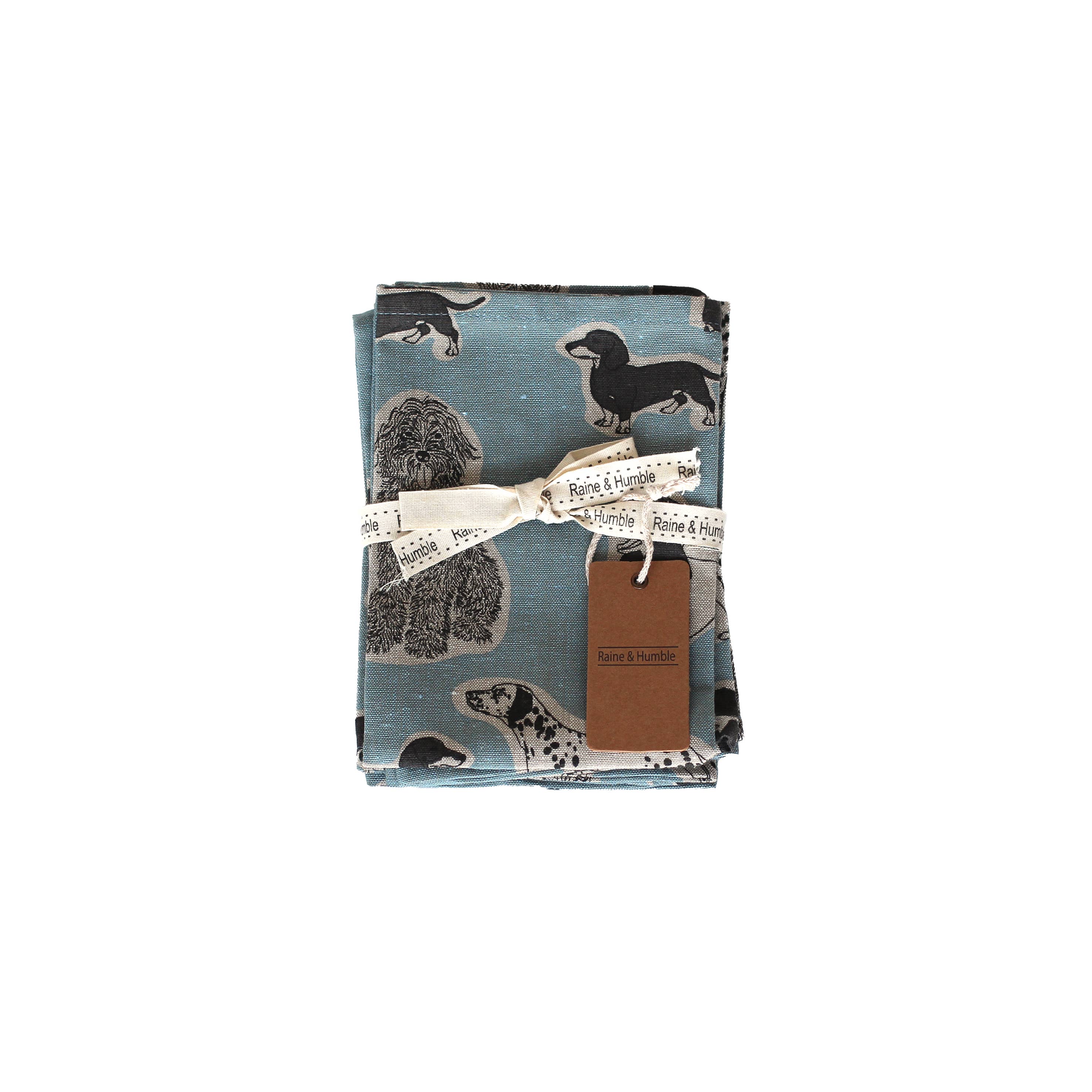 Napkins Set of 4 - Dog Print - Blue Haze