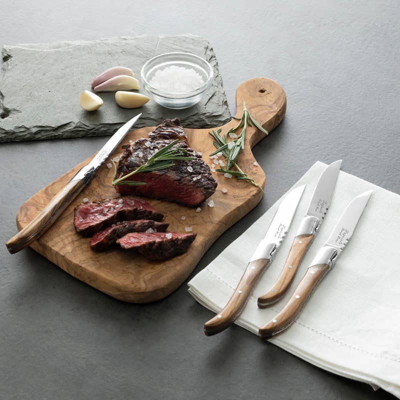 Laguiole Connoisseur Steak Knives – Set of 4 | Olive Wood