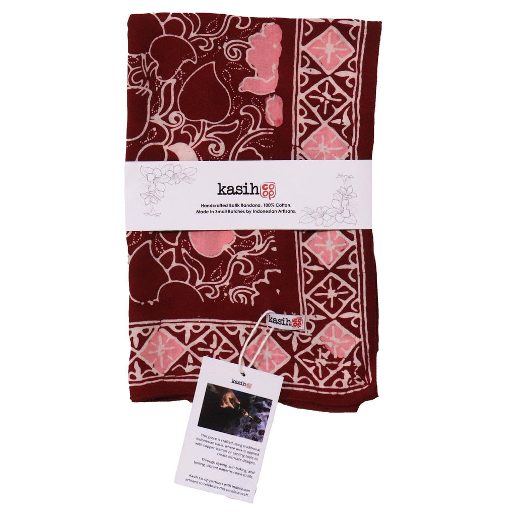 Ruby Bloom Batik Bandana — Red & Pink