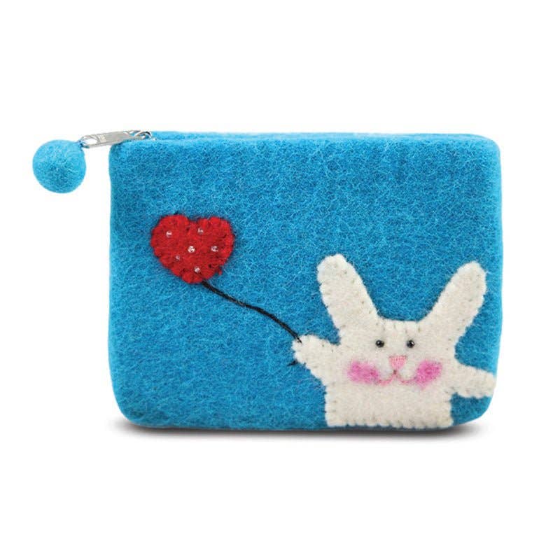 GreenBunny with Flying Heart Design Coin Purse