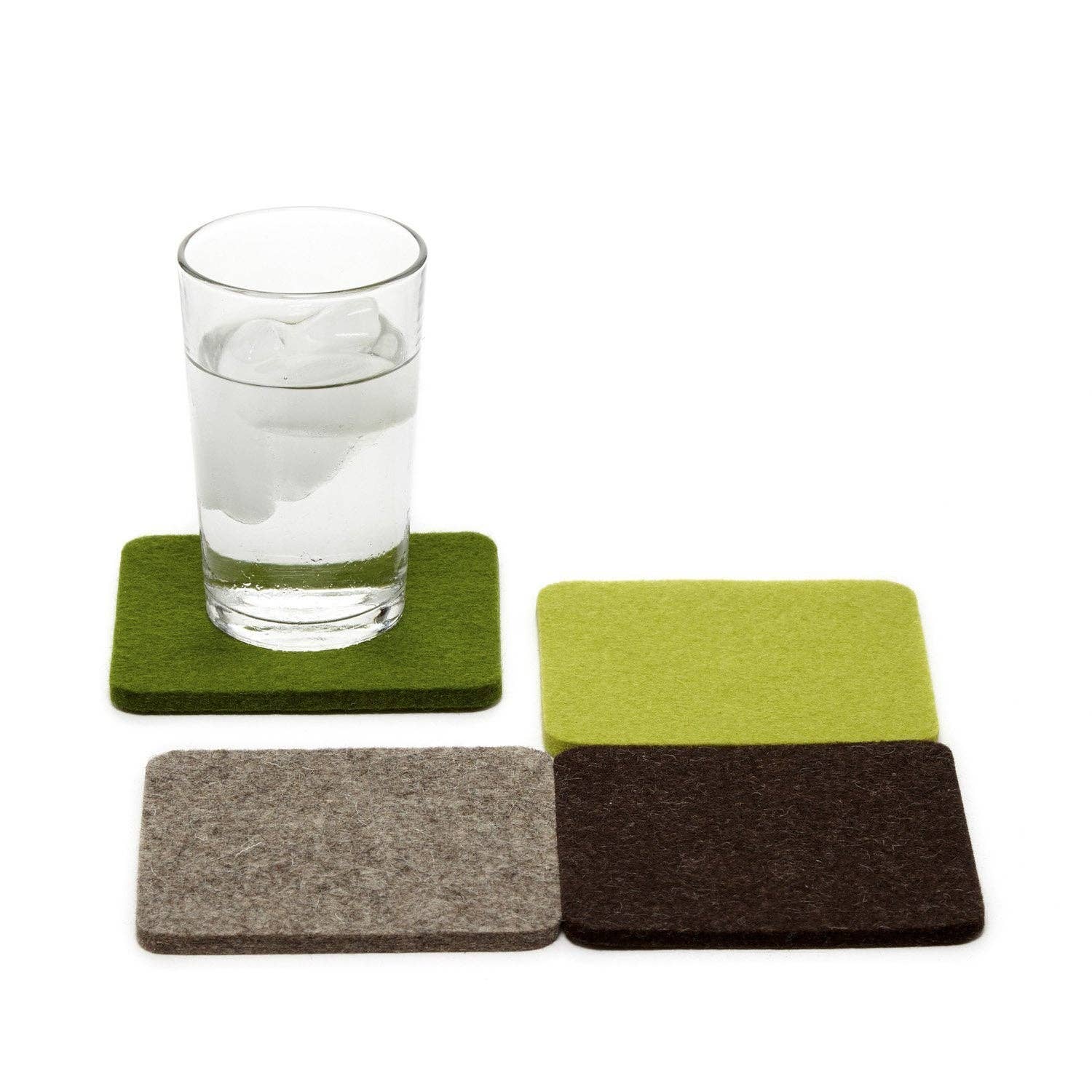 Bierfilzl Merino Wool Square Coasters – Forest | Set of 4