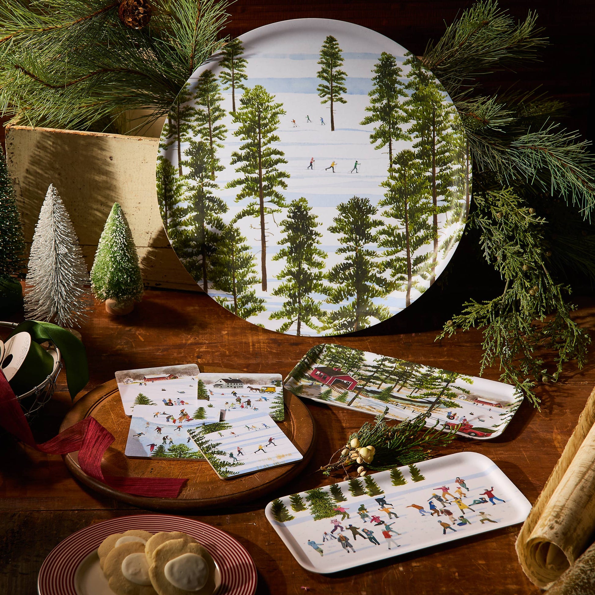 Caskata - Caskata X Felix Doolittle Winter Skiers Large Round Tray
