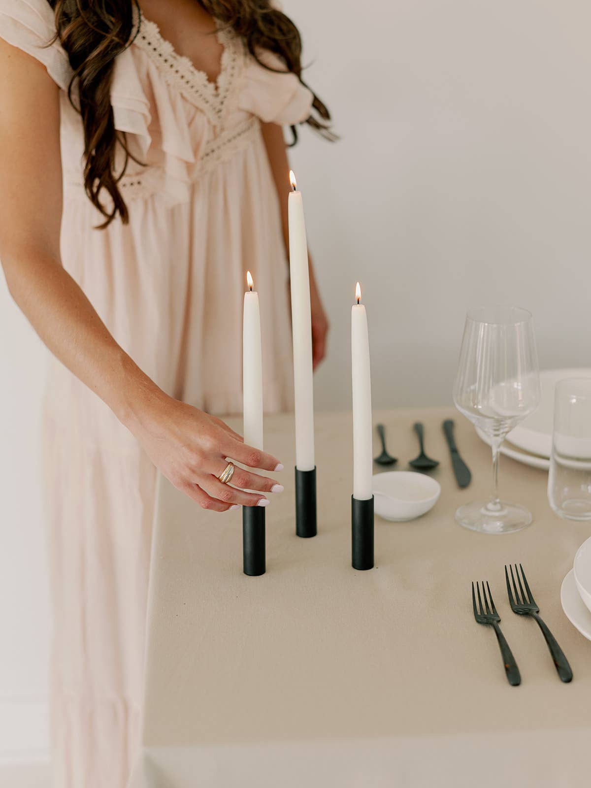 Natural White | Dipped Beeswax Taper Candles – 10” | Pair