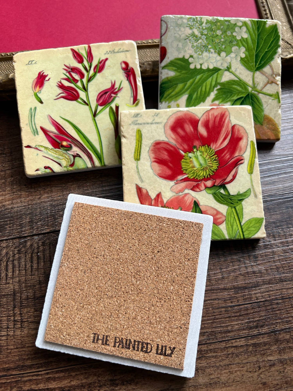 Pretty Pink Botanicals Stone Coaster | Single