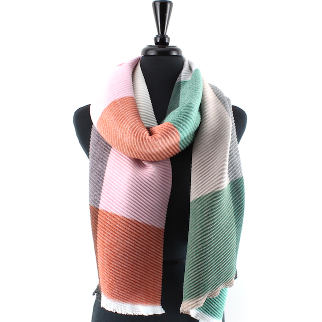 WHT/PK/BLK Merrymaking Pleated Scarf