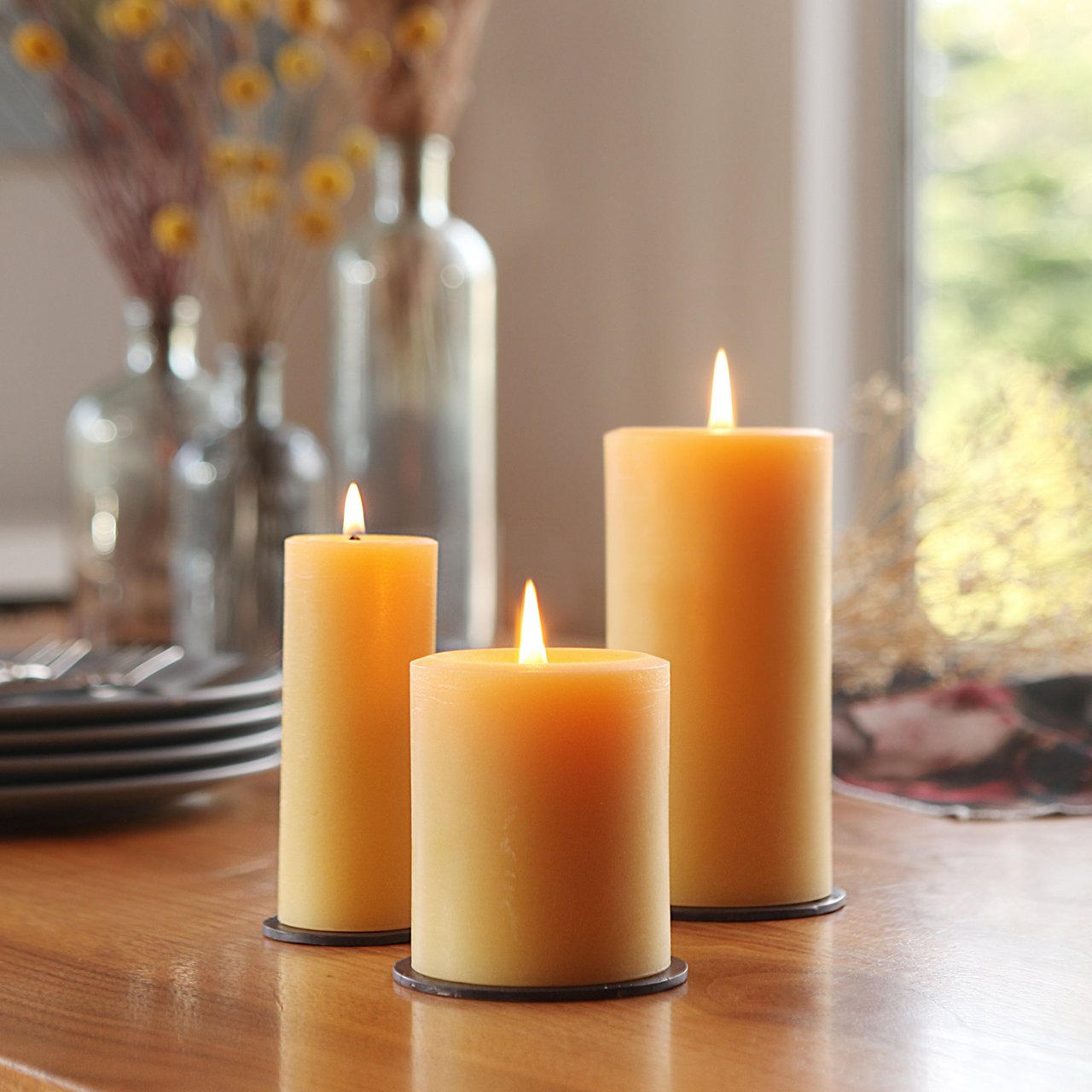 Pure Beeswax Pillar Candles | 3 Sizes