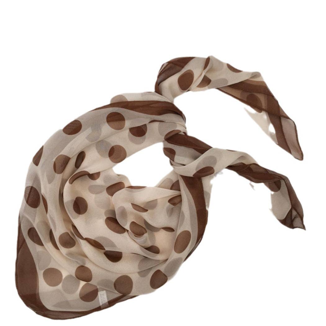 Vintage Polka Dot Soft Square Scarf: Brown