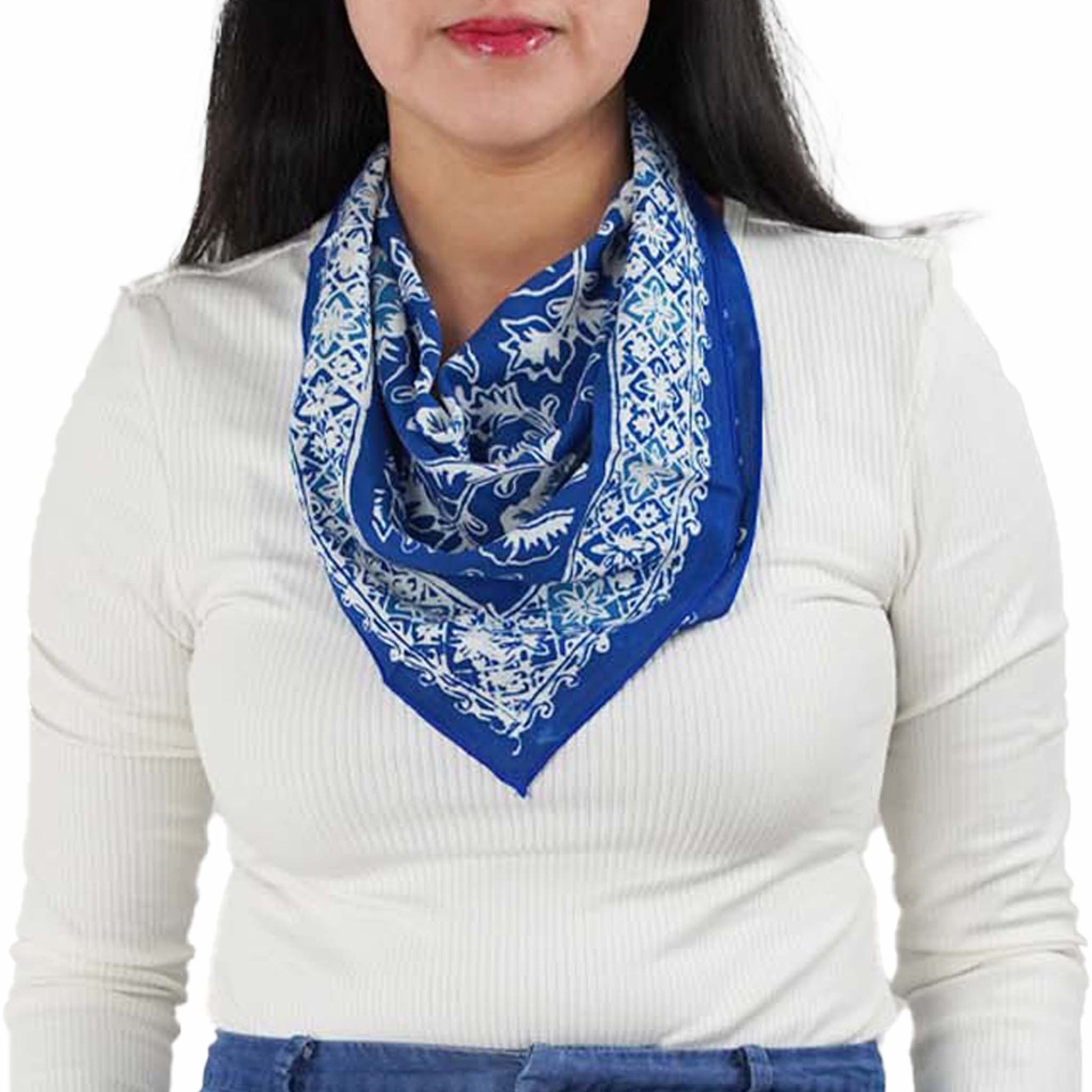 Batik Bandana – Blue Tendril | Bunga Biru