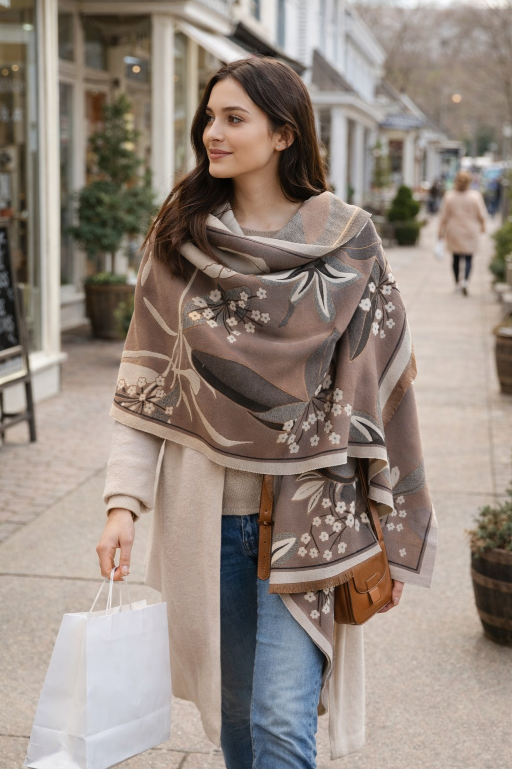 Gray / Black Garden Reversible Wrap – Artisan Shawl