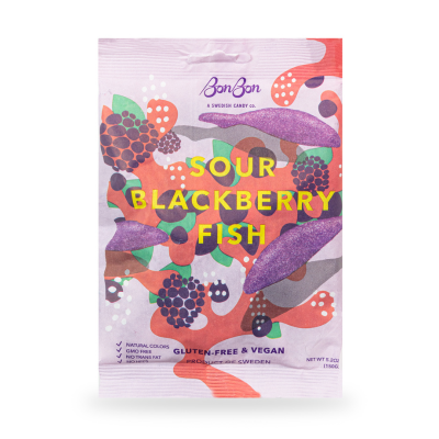 BonBon NYC - Sour Blackberry Fish - Swedish Candy 5.2oz (150g)