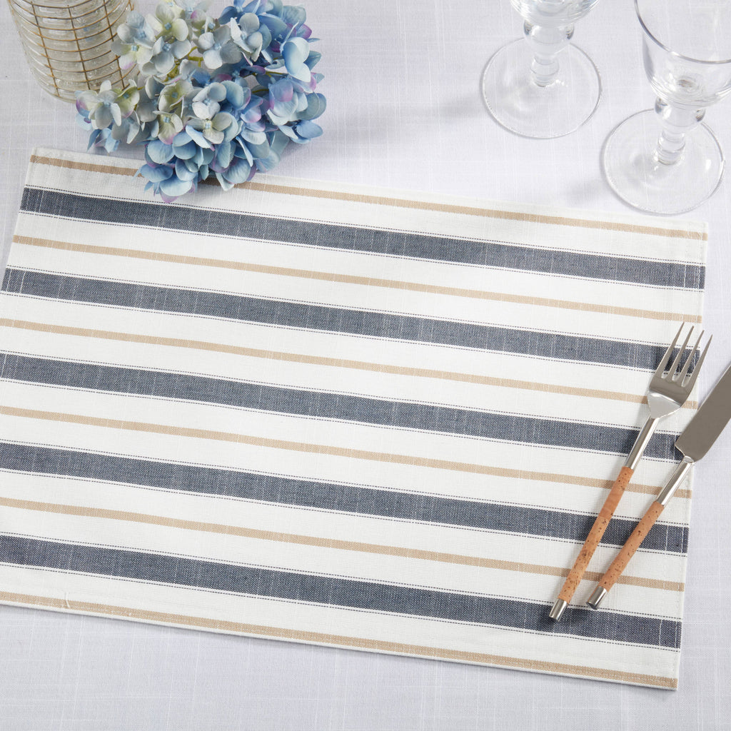 Modern Striped Placemat — Blue | 13" x 19"