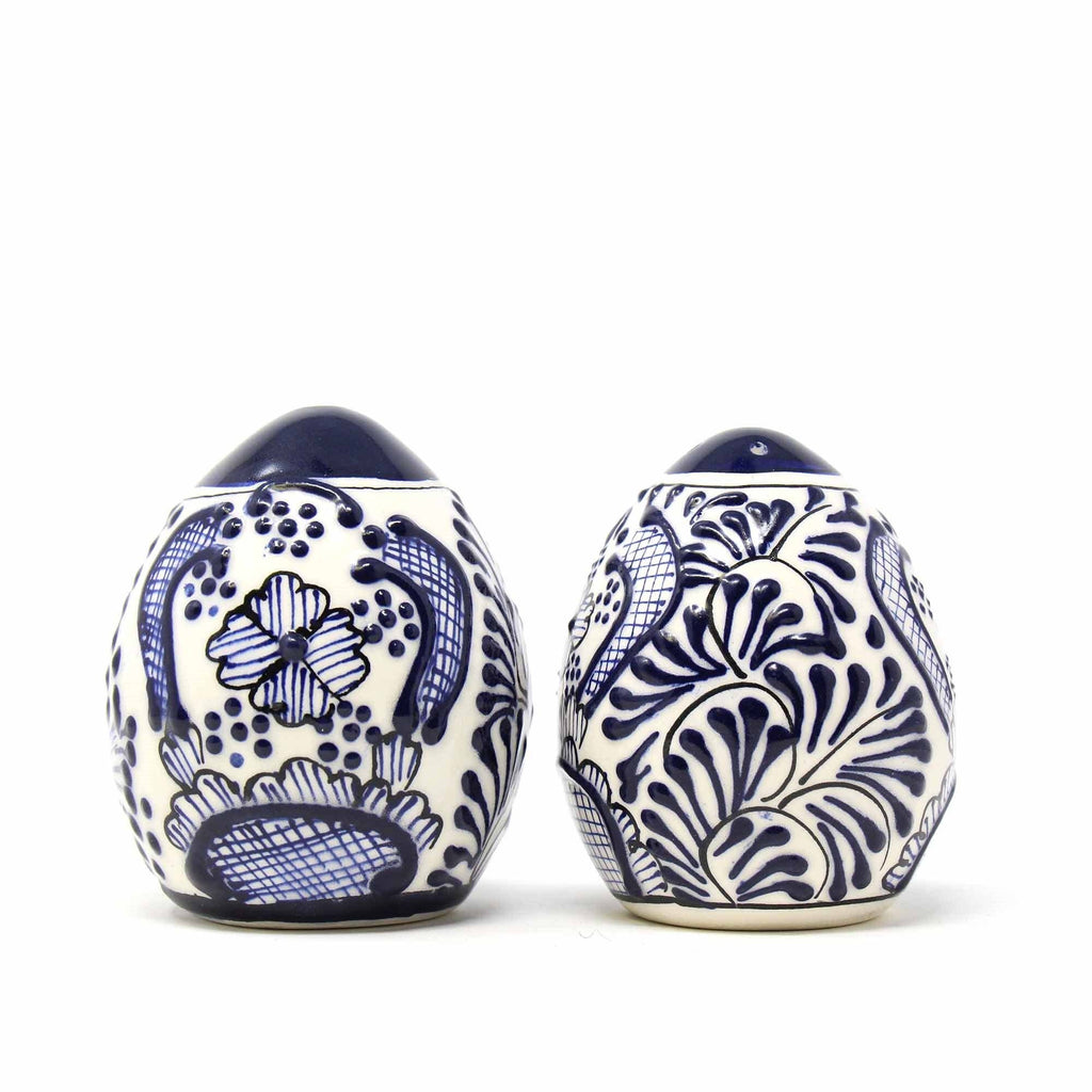 Pottery Salt & Pepper Shakers, Bl Flower