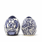 Pottery Salt & Pepper Shakers, Bl Flower