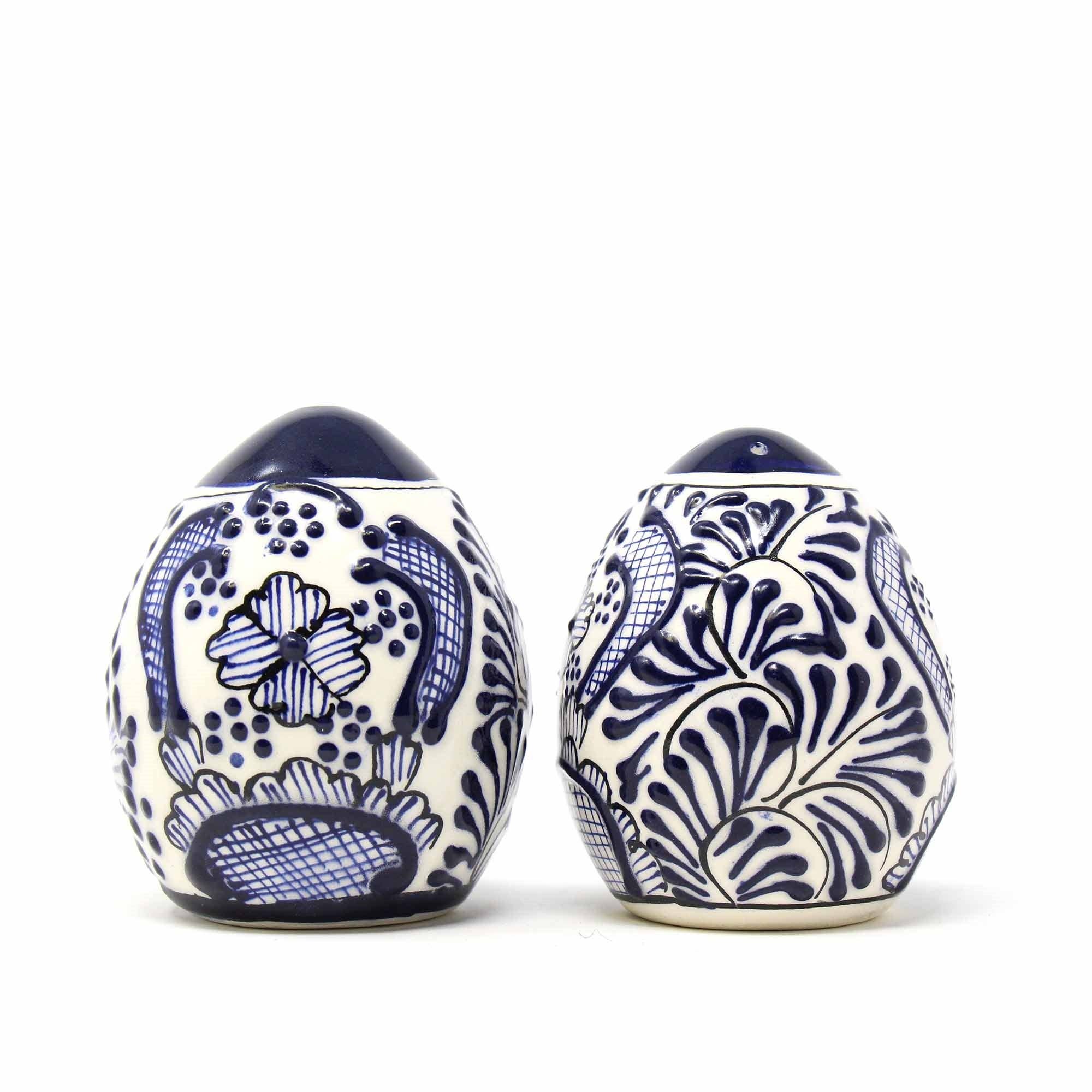 Pottery Salt & Pepper Shakers, Bl Flower