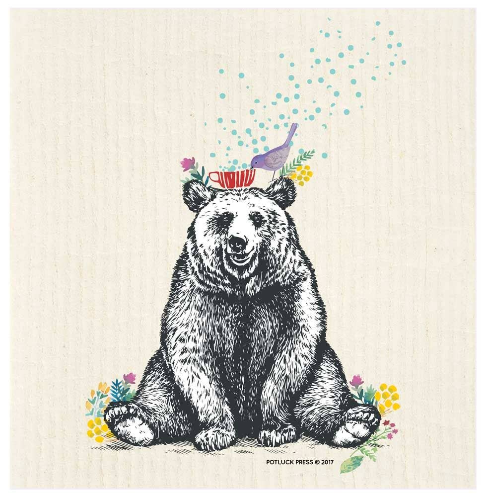 Bear and Birdie Swedish Dishcloth