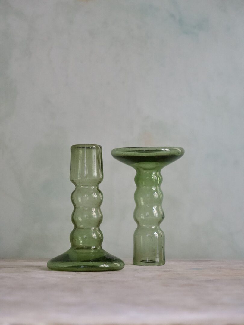 Bougeoir Bulles Vert Fumé