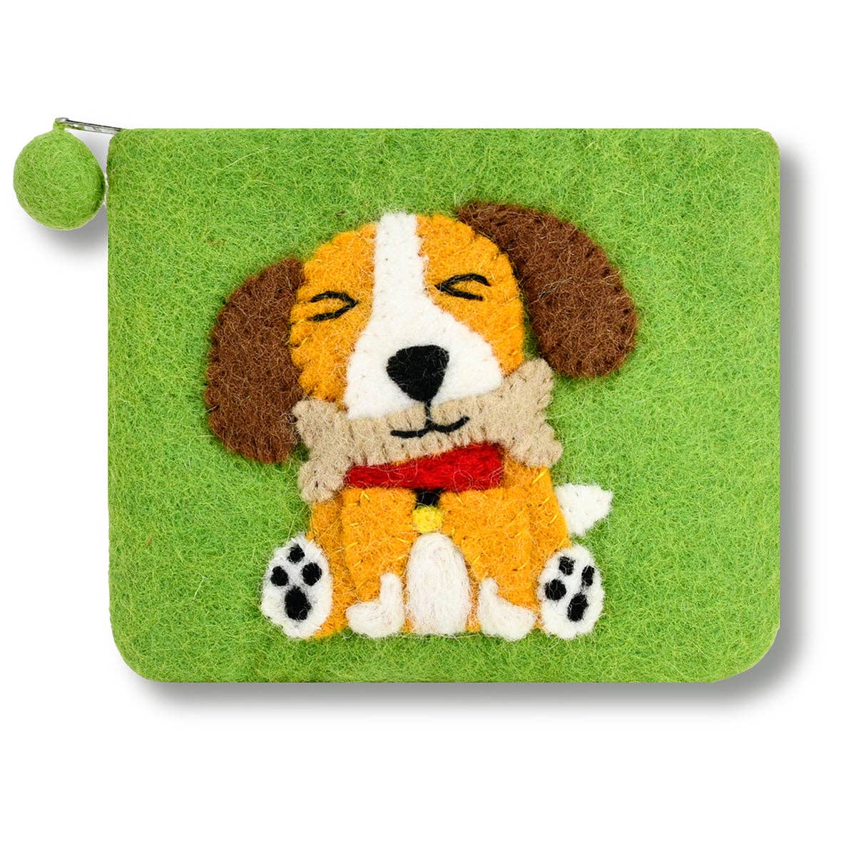 Purple Felted Cute Dog Coin Purse