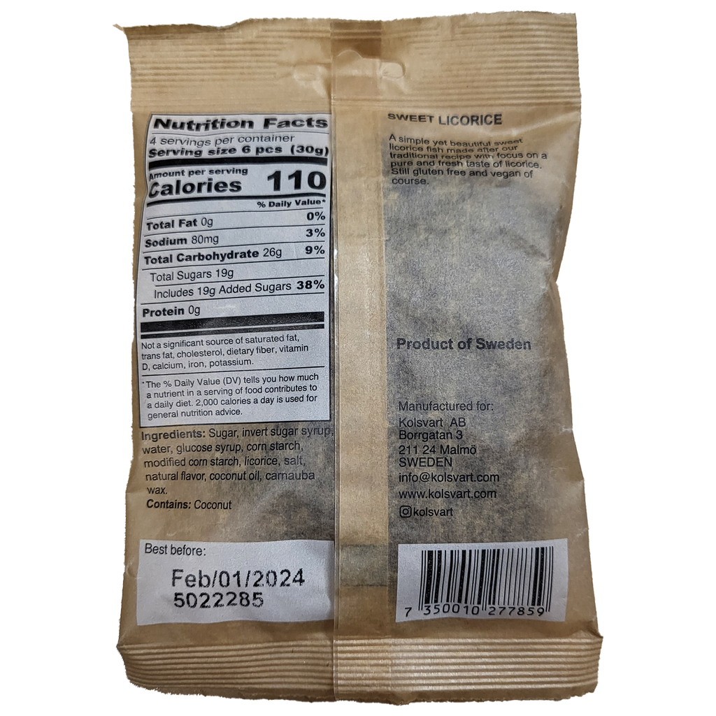 Sweet Licorice Swedish Fish - 4.2oz (120gm)