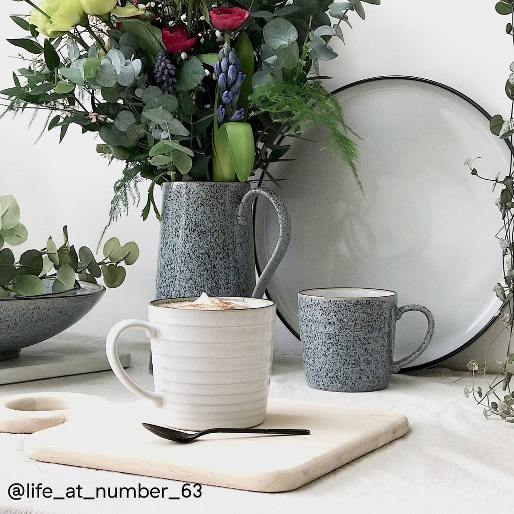 Grey White Ridged Mug